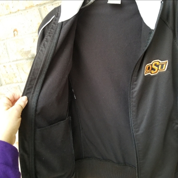 Oklahoma State Cowboys BLACK embroidered zip-up Jacket (Size SM) Coat - Picture 5 of 9